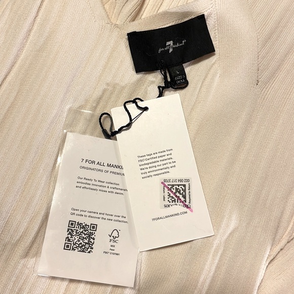 NWT 7 For All Mankind Womens Detailed Back Rib 3/4 Sleeve Top - Picture 6 of 7